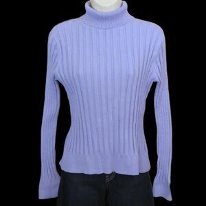 600 West Orchid Ribbed Knit Turtleneck Sweater Medium